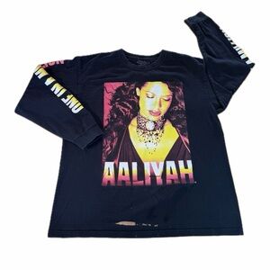 Aaliyah “One In A Million” Long Sleeve T-Shirt Band Tee Sleeve Logo Black Large
